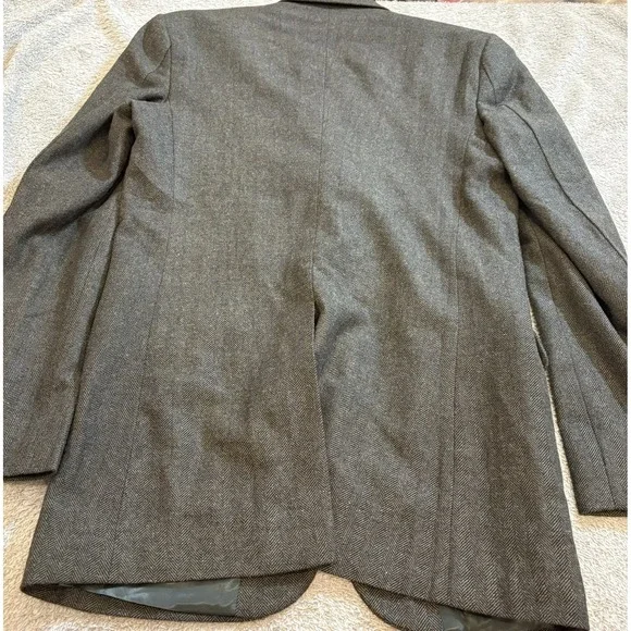 StudioSuits Herringbone Tweed Blazer Wool Sport Coat Custom Tailored Olive Brown